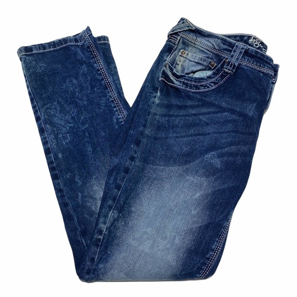 ARIYA Faded Dark Wash Blue Skinny Denim Jeans - Picture 2 of 11